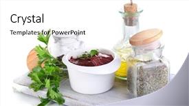  Presentation with liver - Colorful PPT theme enhanced with pig iron - raw liver in bowl backdrop and a white colored foreground