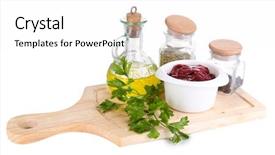  Presentation with liver - Slide deck consisting of pig iron - raw liver in bowl background and a white colored foreground