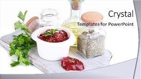  Presentation with liver - Presentation design consisting of pig iron - raw liver in bowl background and a white colored foreground