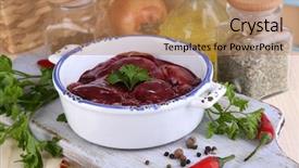  Presentation with liver - Beautiful slide set featuring pig iron - raw liver in pan backdrop and a  colored foreground