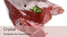  Presentation with liver cancer - Amazing PPT theme having pig iron - raw liver isolated on white backdrop and a  colored foreground