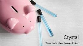  Presentation with hazardous waste - PPT theme with home hazardous waste - pig money box and glass background and a light gray colored foreground