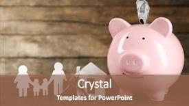  Presentation with pig - Presentation design with pig money box and paper background and a tawny brown colored foreground