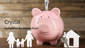  Presentation with skinny pig - Presentation consisting of pig money box and paper background and a coral colored foreground