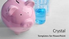  Presentation with saving water - Beautiful PPT layouts featuring pig money box and water backdrop and a light gray colored foreground