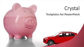  Presentation with pig - Amazing PPT theme having pig moneybox and toy car backdrop and a white colored foreground