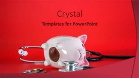  Presentation with saving - Presentation theme having pig-saving-bank-with-stethoscope background and a red colored foreground