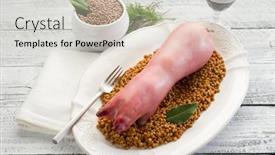  Presentation with pig - PPT theme consisting of pig-trotter-on-dish background and a light gray colored foreground