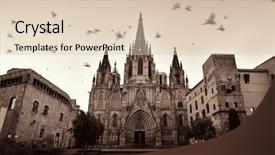  Presentation with quarter - PPT theme having pigeon and barcelona cathedral background and a lemonade colored foreground