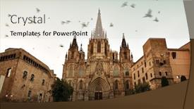  Presentation with gothic cathedral - Presentation consisting of pigeon-and-barcelona-cathedral background and a light gray colored foreground