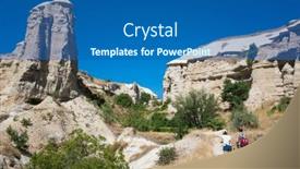  Presentation with trekking - Presentation theme enhanced with pigeon-valley-in-cappadocia-popular background and a ocean colored foreground