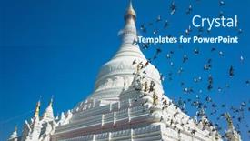  Presentation with blue sky - Colorful slide deck enhanced with pigeons-are-flying-around-white backdrop and a ocean colored foreground