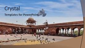  Presentation with masjid - Slide deck featuring pigeons in jama masjid background and a  colored foreground