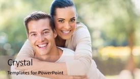  Presentation with outdoors - Presentation theme featuring piggy back - attractive young couple piggybacking outdoors background and a lemonade colored foreground