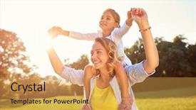  Presentation with teen mom cap and gown holding a baby - Slide set enhanced with piggy back - cheerful mom holding daughter background and a  colored foreground