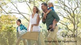  Presentation with family day - Cool new slide deck with piggy back - happy family arriving backdrop and a coral colored foreground