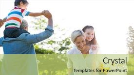  Presentation with park - PPT layouts having piggy back - happy family walking background and a yellow colored foreground