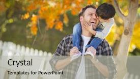  Presentation with race - Slide deck having piggy back - happy mixed race boy riding background and a light gray colored foreground