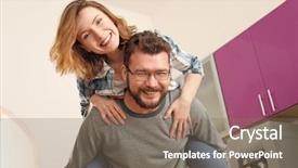  Presentation with fun - Colorful PPT theme enhanced with piggy back - lovely couple having fun together backdrop and a violet colored foreground