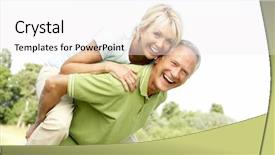  Presentation with fun - Beautiful PPT theme featuring piggy back - mature couple having fun backdrop and a white colored foreground