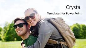  Presentation with tourism hiking - PPT layouts having piggy back - travel hiking backpacking tourism background and a sky blue colored foreground