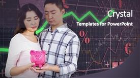  Presentation with piggy bank is evil - Presentation design enhanced with piggy bank against red arrow background and a dark gray colored foreground