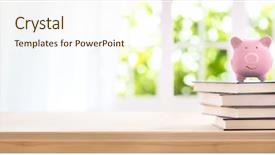  Presentation with bank - Presentation theme consisting of piggy bank and book background and a cream colored foreground