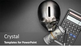  Presentation with piggy bank - Beautiful slides featuring piggy-bank-and-calculator backdrop and a gray colored foreground