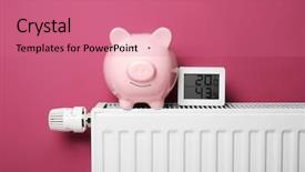  Presentation with piggy bank broken piggybank - Presentation theme enhanced with piggy bank and electronic thermometer background and a coral colored foreground