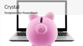  Presentation with piggy bank - Audience pleasing PPT layouts consisting of piggy bank and laptop isolated backdrop and a white colored foreground