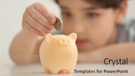  Presentation with piggy bank - PPT layouts enhanced with piggy bank and little boy background and a coral colored foreground