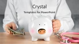  Presentation with piggy bank - Audience pleasing slide deck consisting of piggy bank and money health backdrop and a white colored foreground