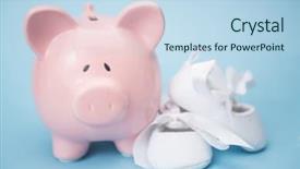  Presentation with new baby - Theme with piggy bank and white baby background and a light blue colored foreground