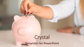  Presentation with investing - PPT theme consisting of piggy bank at home background and a lemonade colored foreground