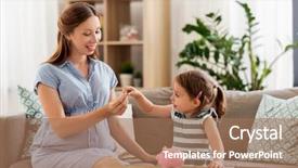  Presentation with pregnant mother - PPT layouts consisting of piggy bank at home background and a coral colored foreground
