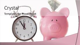  Presentation with best out waste - Slides enhanced with piggy bank beside alarm clock background and a white colored foreground