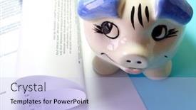  Presentation with piggy bank - PPT theme with piggy-bank-ceramic-money-box background and a light blue colored foreground