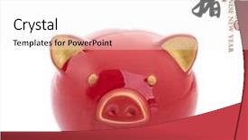  Presentation with pig year - Theme consisting of piggy bank chinese calligraphy translation background and a white colored foreground