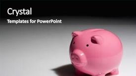  Presentation with financial crisis - Amazing PPT theme having piggy bank in the spotlight financial crisis backdrop and a black colored foreground