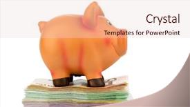  Presentation with banking profitability - Slide set featuring piggy bank is on banknotes background and a lemonade colored foreground