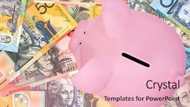  Presentation with australian dollar - Cool new presentation with piggy bank on australian fifty backdrop and a lemonade colored foreground