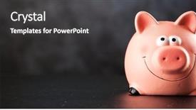  Presentation with bank - Presentation design enhanced with piggy bank on black background background and a dark gray colored foreground