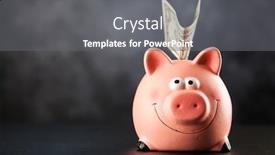 Presentation with bank - Cool new PPT theme with piggy-bank-on-black-background backdrop and a gray colored foreground