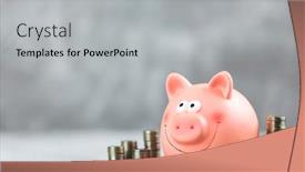  Presentation with piggy bank broken piggybank - Beautiful PPT layouts featuring piggy bank on grey background backdrop and a light gray colored foreground