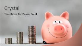  Presentation with accounting financial bank banking account - Presentation theme consisting of piggy bank on grey background background and a light gray colored foreground
