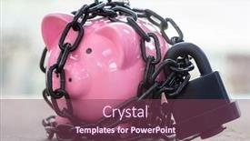  Presentation with piggy bank broken piggybank - Slide set with piggy-bank-savings-secured background and a violet colored foreground