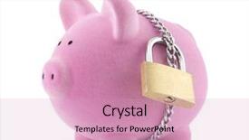  Presentation with piggy bank is evil - PPT layouts featuring piggy bank secured with padlock background and a coral colored foreground