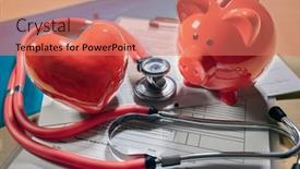  Presentation with heart pulse - Cool new presentation theme with piggy-bank-stethoscope-and-heart backdrop and a coral colored foreground
