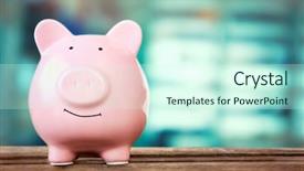  Presentation with piggy bank - Theme with piggy bank style money box background and a cool aqua colored foreground