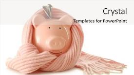  Presentation with save water concept saving - Cool new PPT layouts with piggy bank wearing scarf isolated backdrop and a sky blue colored foreground
